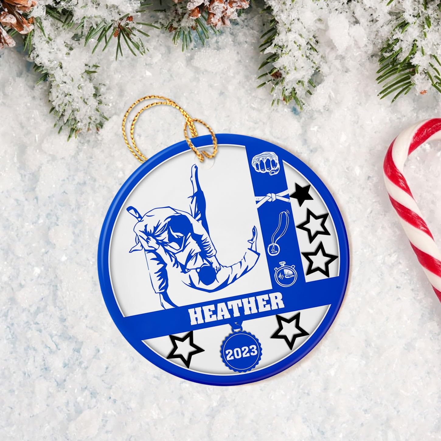 Brazilian Jiu Jitsu Sport Ceramic Ornament, Personalized Jiu Jitsu Ceramic Ornament Gift For Christmas 2026 Men Women Team Jiu Jitsu, Custom Brazilian Jiu-Jitsu Ornament Xmas Tree, Jiu Jitsu Ornaments - Image 3