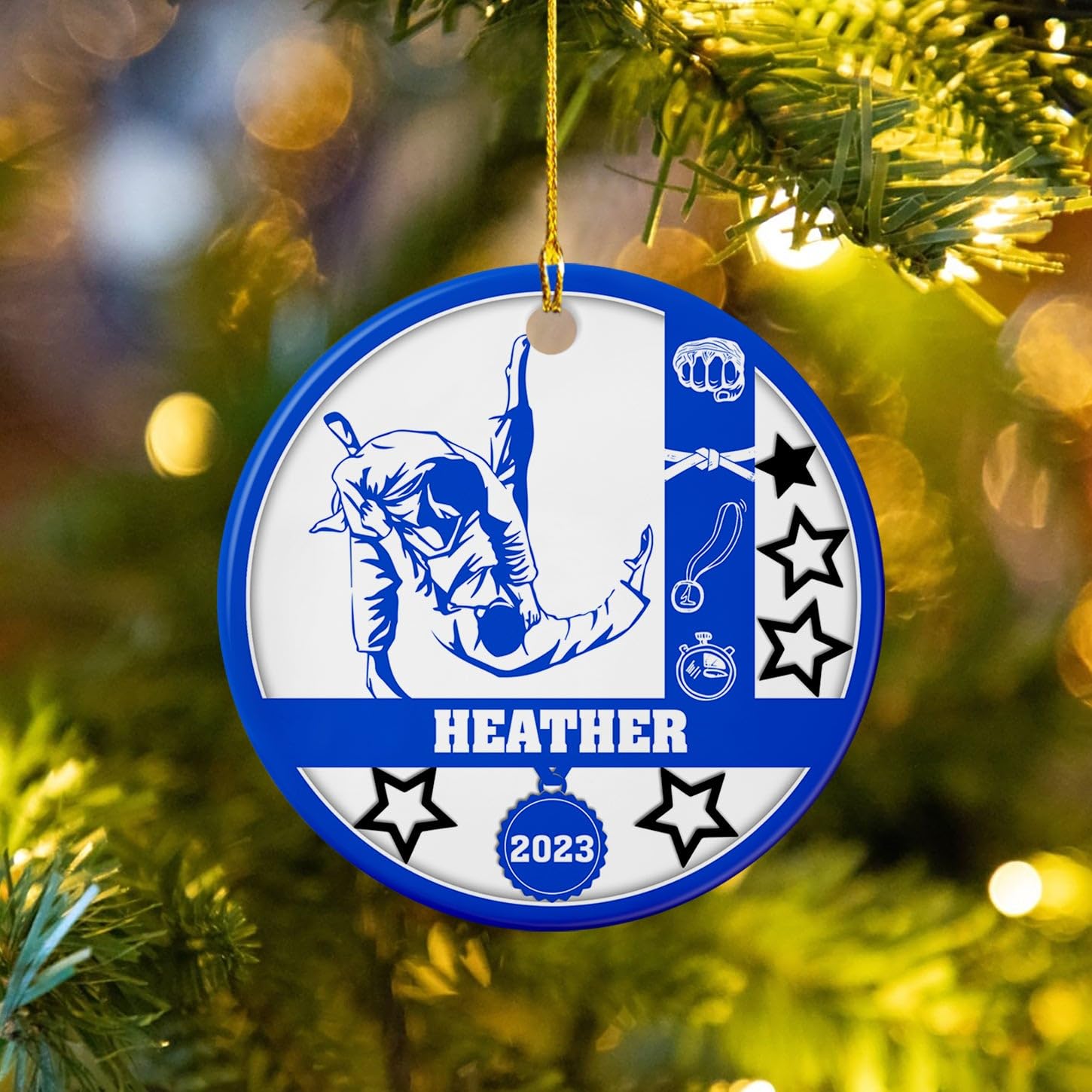 Brazilian Jiu Jitsu Sport Ceramic Ornament, Personalized Jiu Jitsu Ceramic Ornament Gift For Christmas 2026 Men Women Team Jiu Jitsu, Custom Brazilian Jiu-Jitsu Ornament Xmas Tree, Jiu Jitsu Ornaments - Image 4