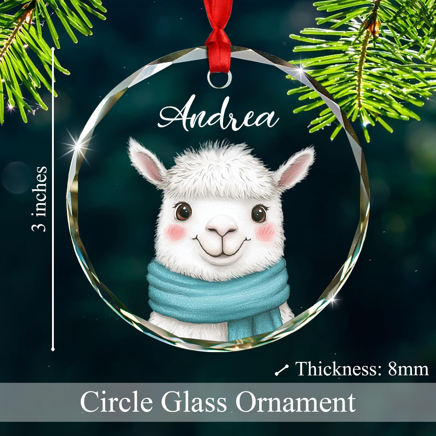 Customized Llama Glass Christmas Ornament 2026, Personalized Name Llama Xmas Ornaments Gift for Children Sister Brother Animal Lover, Llama Ornaments Xmas, Beautiful Llama Animal Glass Ornament Gifts - Image 6