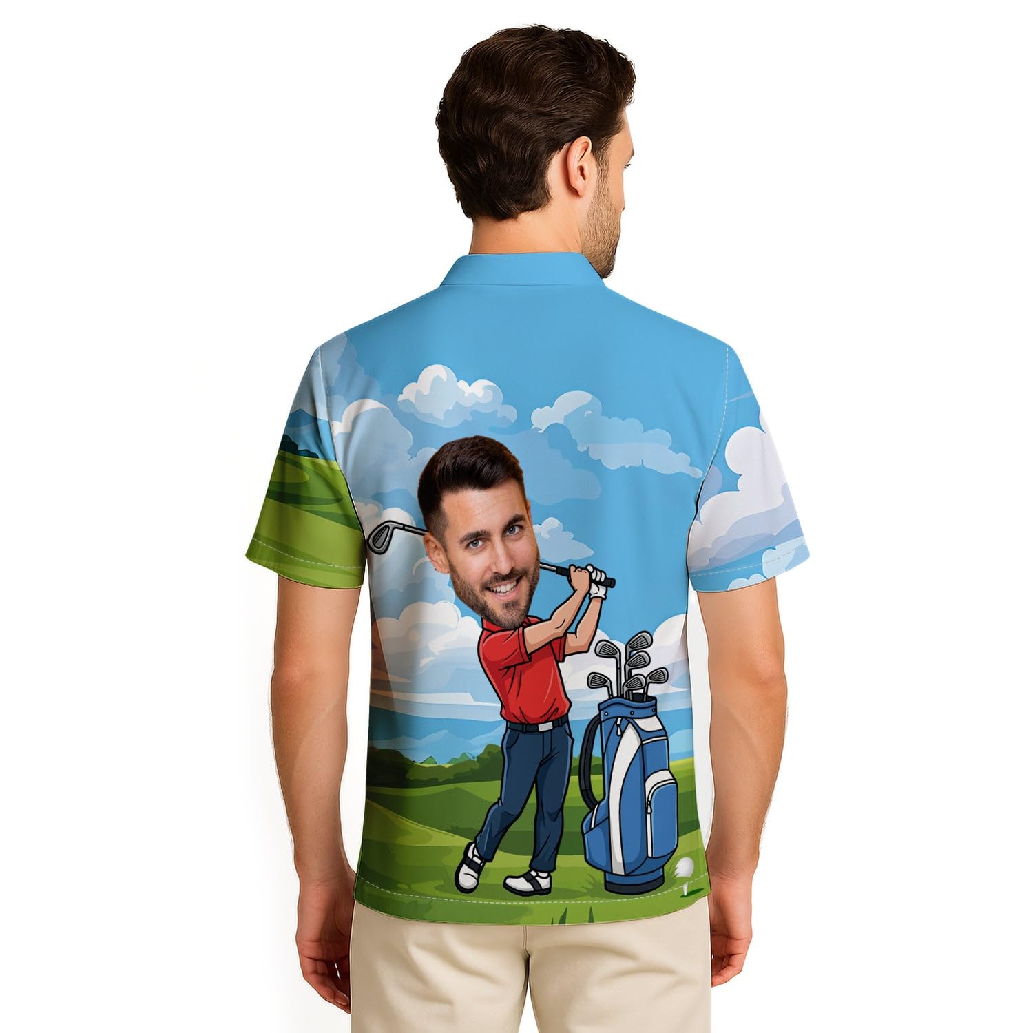 Customized Name & Photo Face Hawaiian Shirt for Men Team Coach, Personalized Sport Men's Button Down Hawaiian Shirts - Image 4