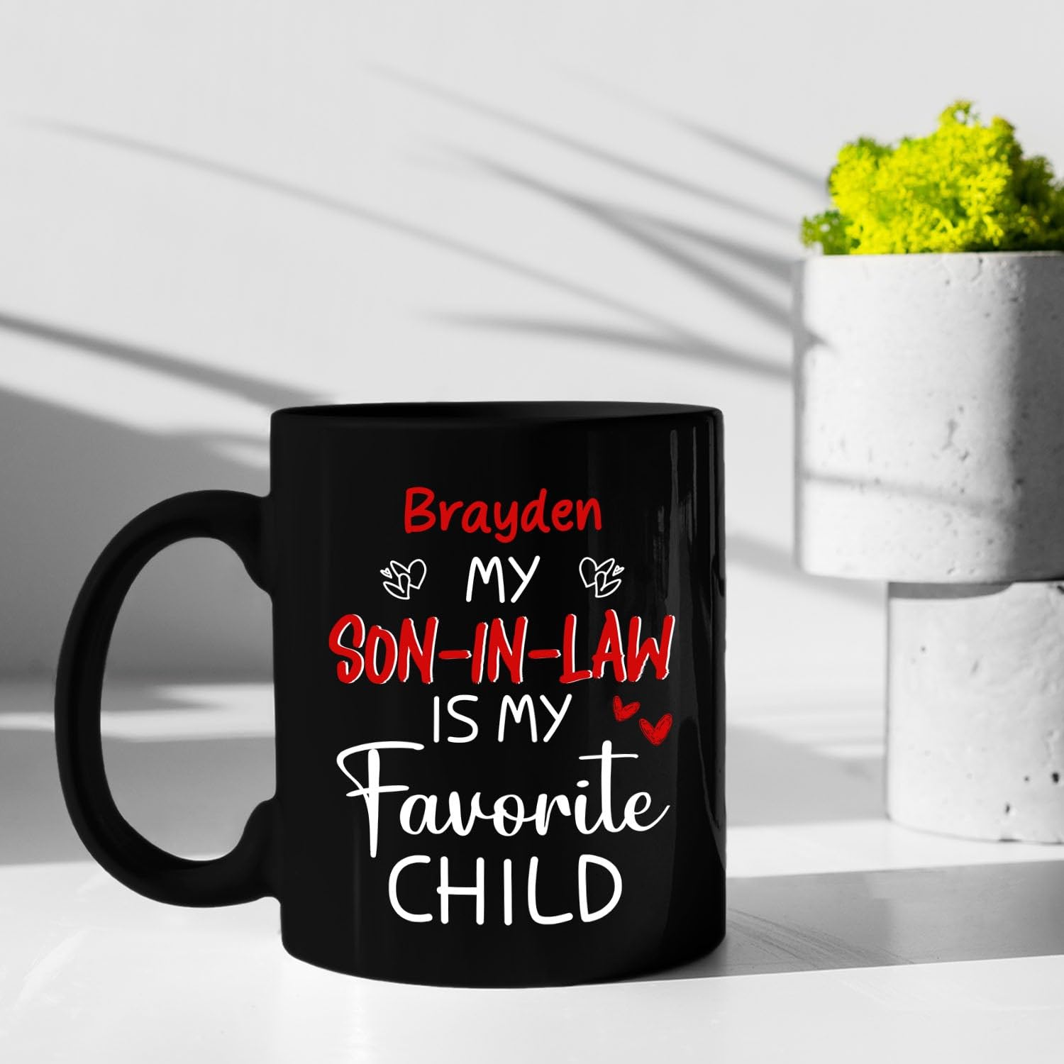 Customized Name Son-In-Law Coffee Mug 11 Oz 15 Oz, My Son-In-Law Is My Favorite Child Black Cup Gift From Father In Law Mother In Law, Personalized Son In Law Coffee Cup, Son In Law Ceramic Tea Mug - Image 4