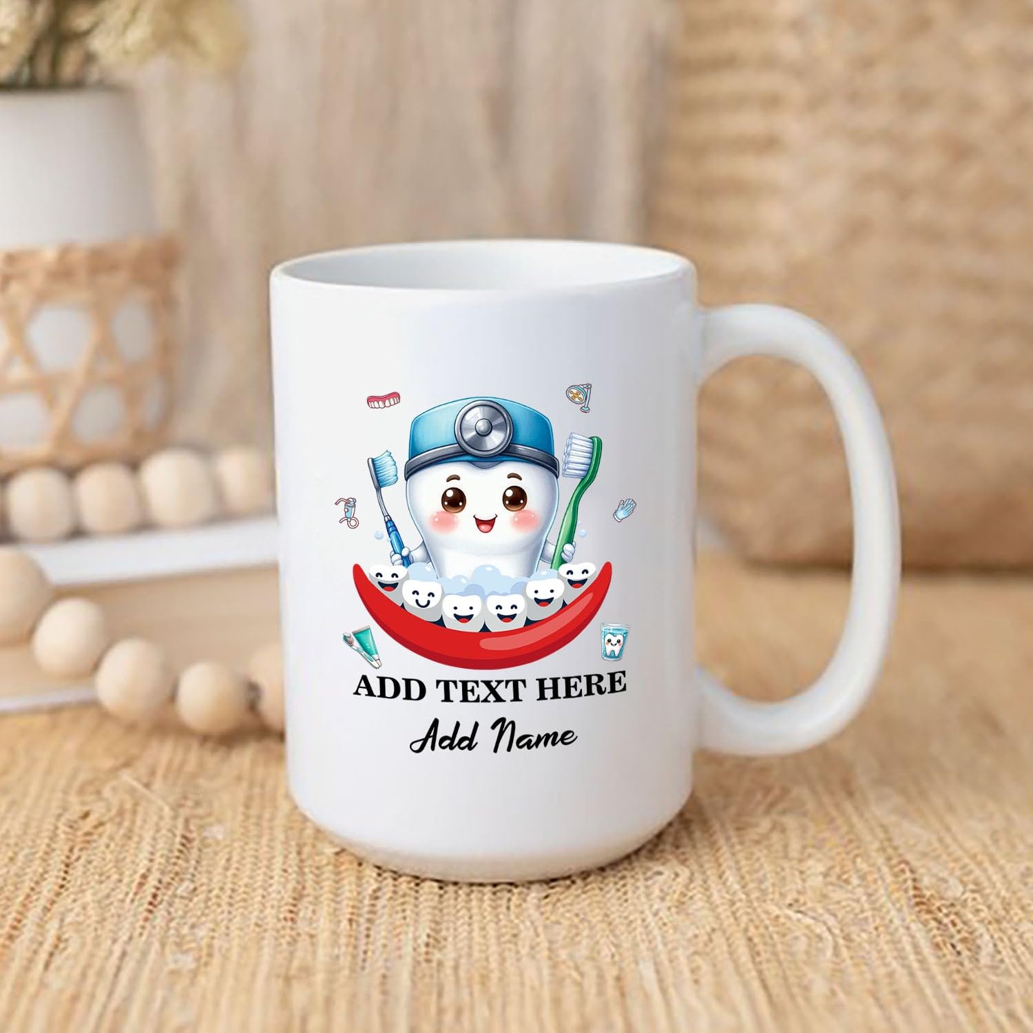 Customized Text/Name Dentist Coffee Cup Gift For Thanksgiving Birthday Christmas, Best Dentist Ceramic Mug 11Oz 15Oz, Personalized Coffee Mug Gift For Dental Assistant Hygienist, Dental White Cups - Image 4