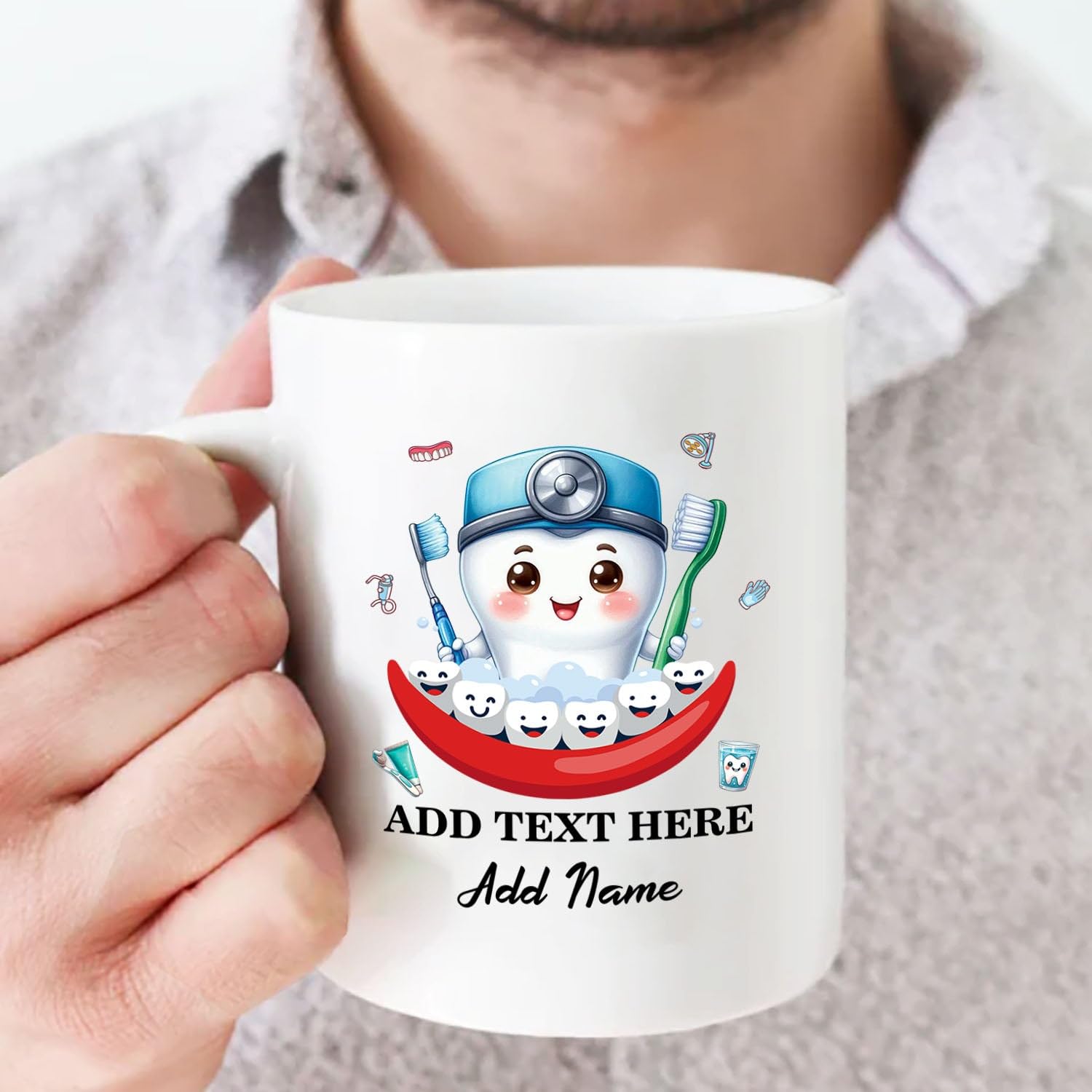 Customized Text/Name Dentist Coffee Cup Gift For Thanksgiving Birthday Christmas, Best Dentist Ceramic Mug 11Oz 15Oz, Personalized Coffee Mug Gift For Dental Assistant Hygienist, Dental White Cups - Image 5