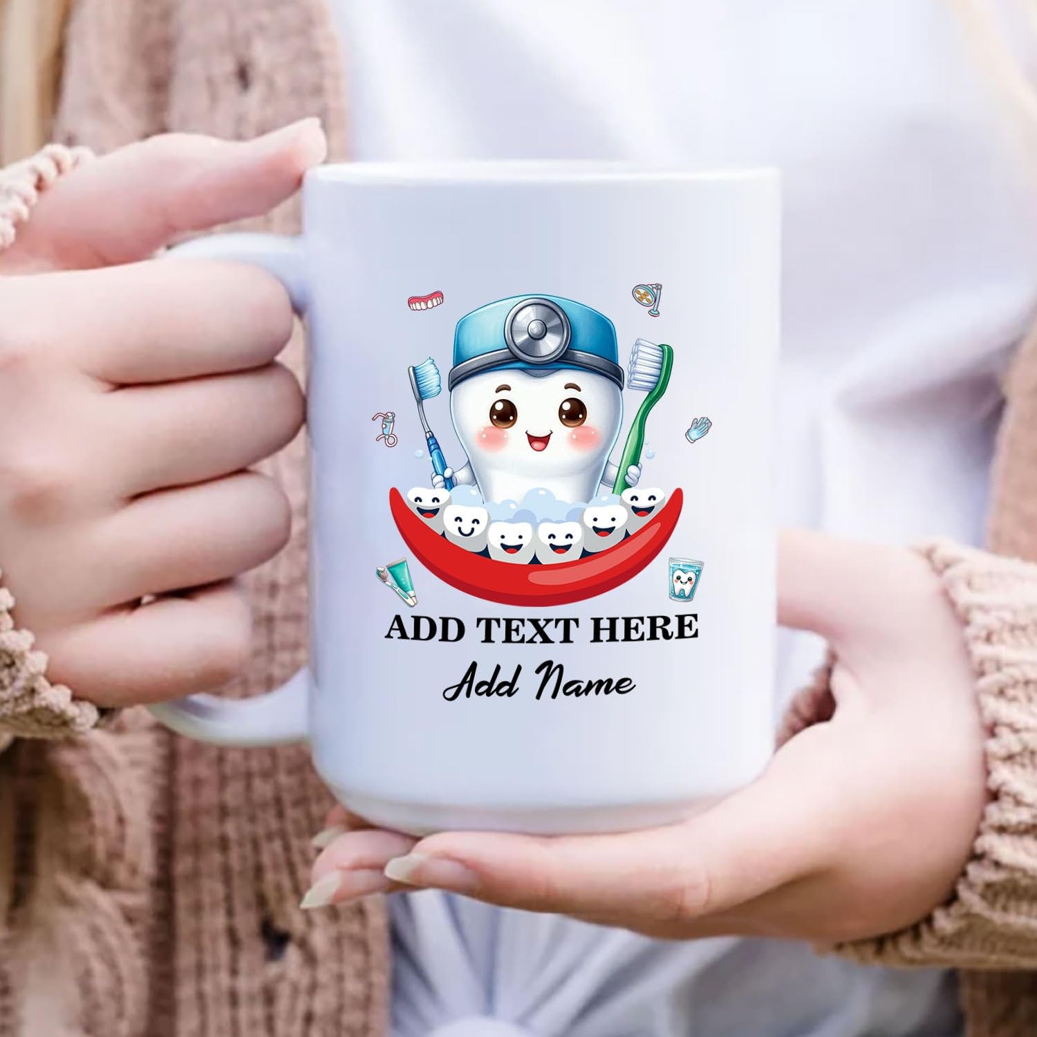 Customized Text/Name Dentist Coffee Cup Gift For Thanksgiving Birthday Christmas, Best Dentist Ceramic Mug 11Oz 15Oz, Personalized Coffee Mug Gift For Dental Assistant Hygienist, Dental White Cups - Image 6