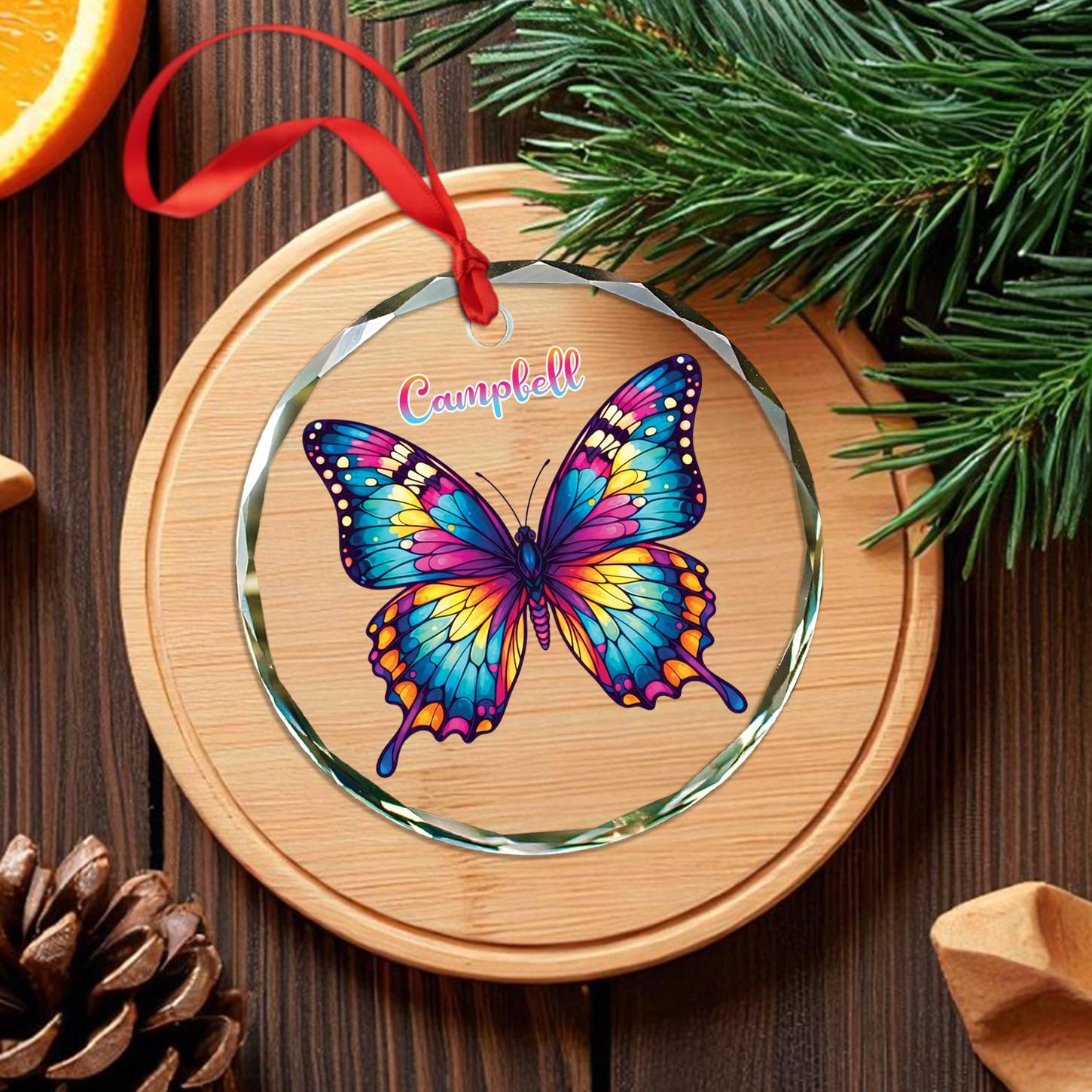 Personalized Butterfly Glass Christmas Ornament 2026, Unique Butterfly Hanging Xmas Tree Ornaments Gift for Daughter Kid Girl Sister Granddaughter, Customized Butterflies Glass Ornament for Birthday - Image 4