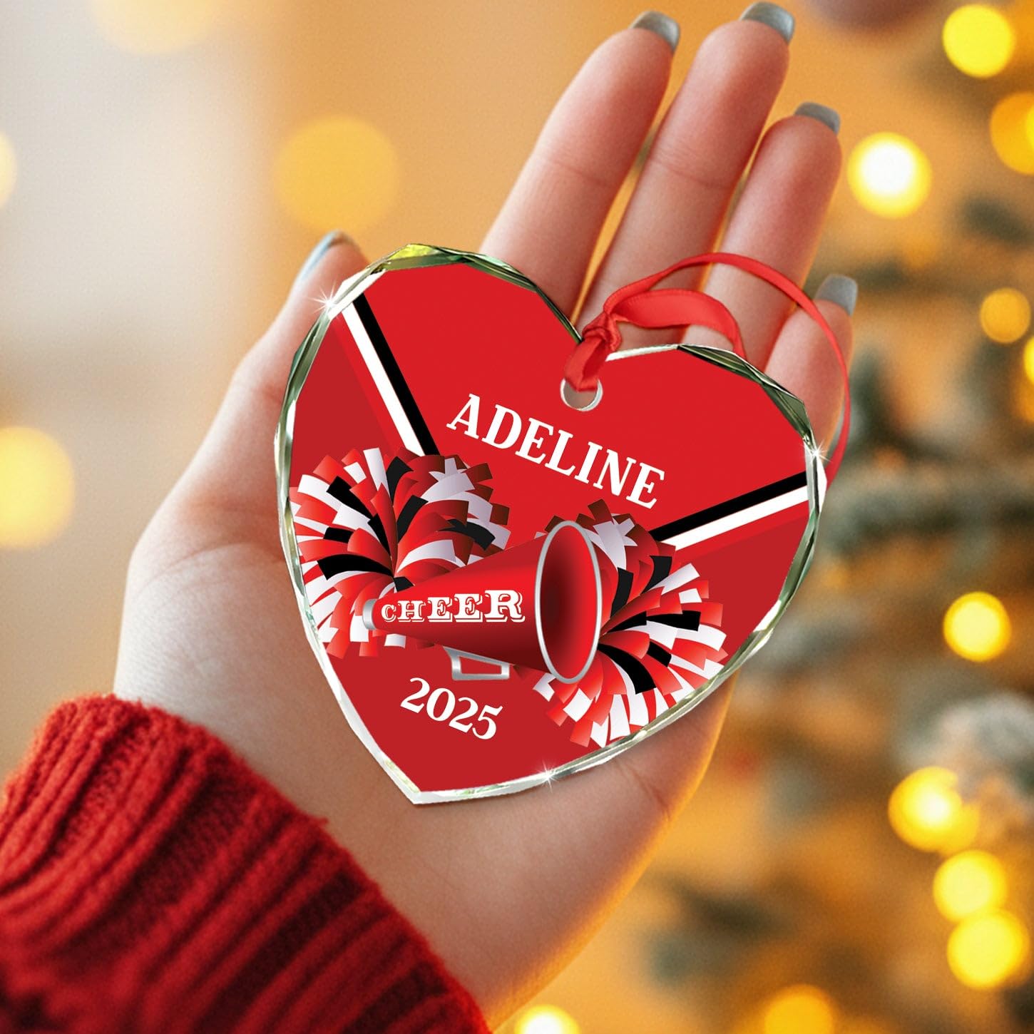 Personalized Cheerleader Ornament Gift for Cheerleading Lovers Girl Daughter, Cheerleader Glass Ornament Christmas 2026, Custom Name Cheerleading Dance Sport Ornaments Gift for Women Birthday Holiday - Image 5