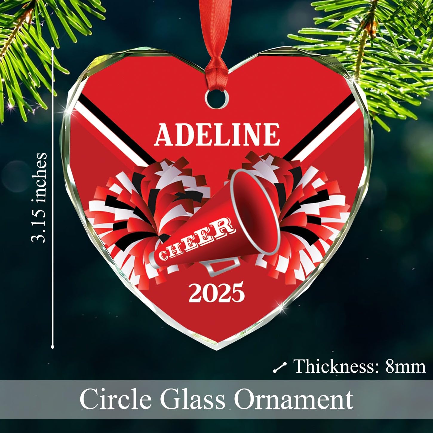 Personalized Cheerleader Ornament Gift for Cheerleading Lovers Girl Daughter, Cheerleader Glass Ornament Christmas 2026, Custom Name Cheerleading Dance Sport Ornaments Gift for Women Birthday Holiday - Image 6