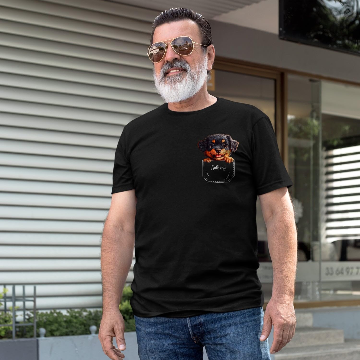 Personalized Choose Dog Breed T-Shirt, Customized Name Dog Tee Gift for Dogs Dad/Father/Grandpa T-Shirts Gift for Men - Image 3