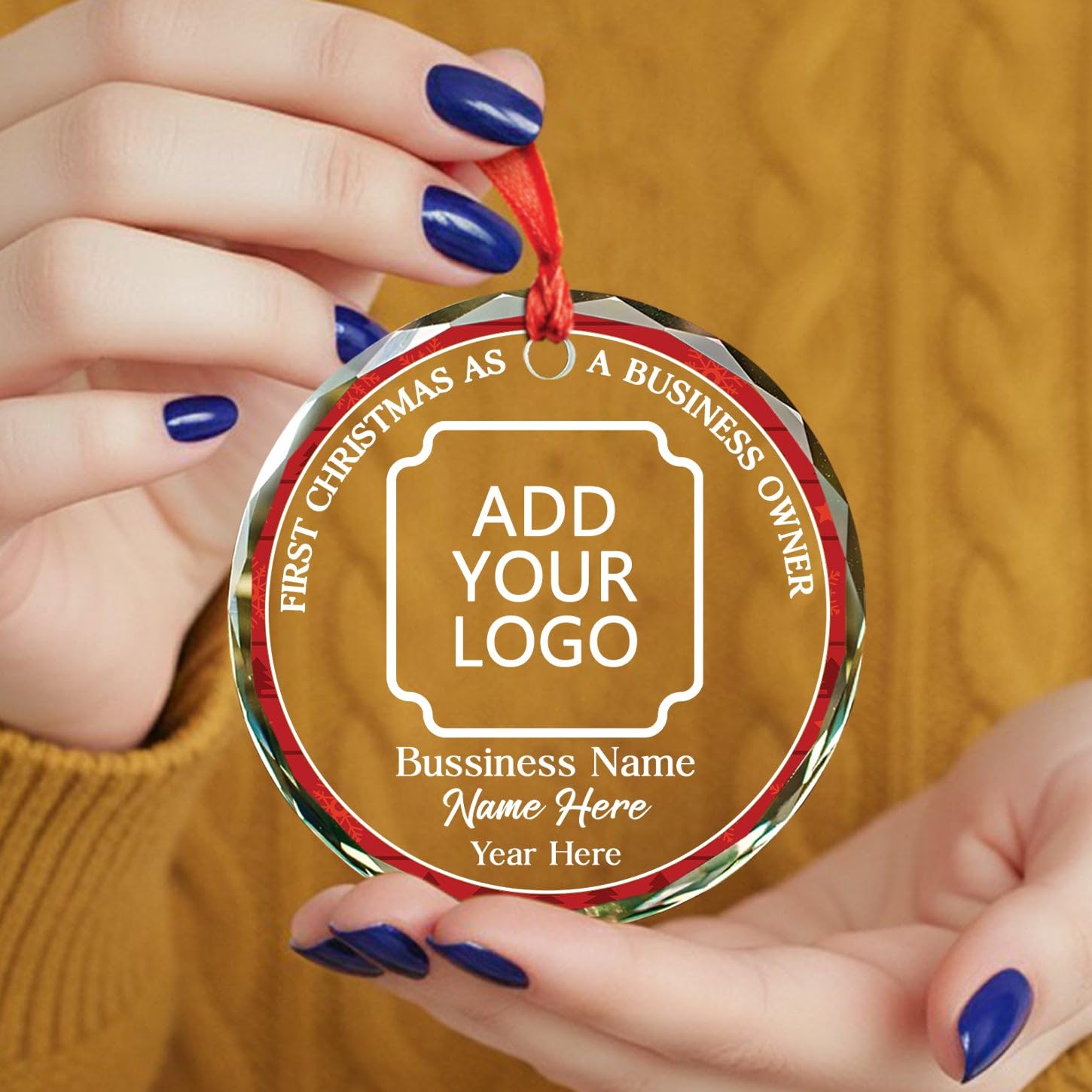 Personalized First Christmas As A Business Owner Glass Ornament 2026, Company Logo Ornament Gift for New Business Owner Boss Entrepreneur Startup Founder, Custom Year/Logo & Company Name Ornaments - Image 5