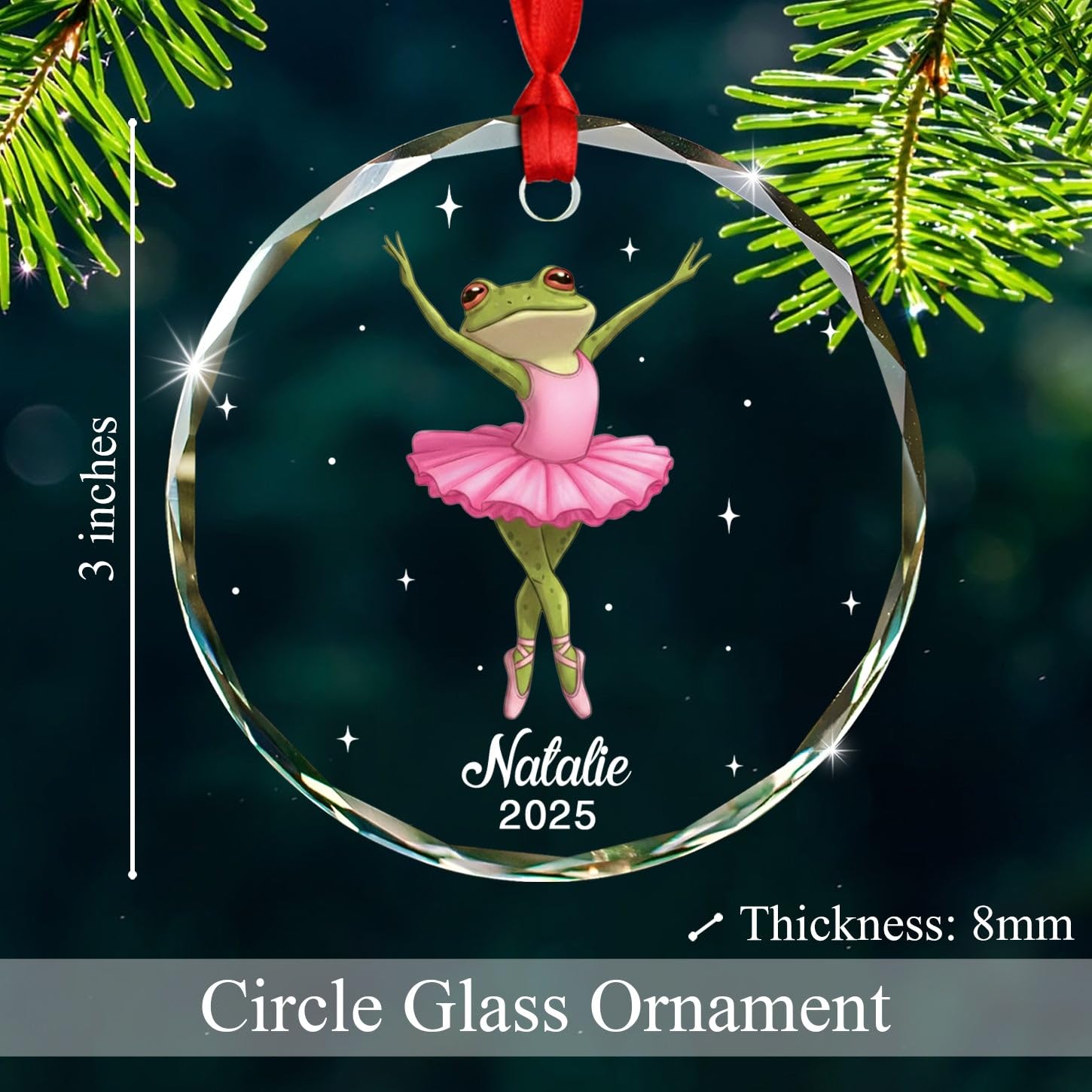 Personalized Frog Glass Christmas Ornament Gift for Women Girl Friends Sister, Customized Name Frog Lover Ornaments 2026, Funny Sarcastic Frogs Dancing Xmas Ornament Gift for Dance Lovers Humor Fans - Image 6