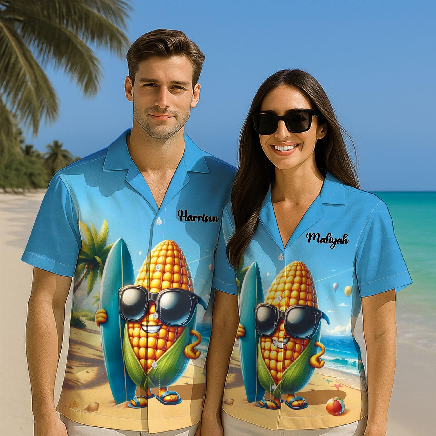 Personalized Fruit Men's Hawaiian Shirt, Custom Name Vegetable Hawaiian Shirt for Men, Casual Short Sleeve Shirts - Image 3