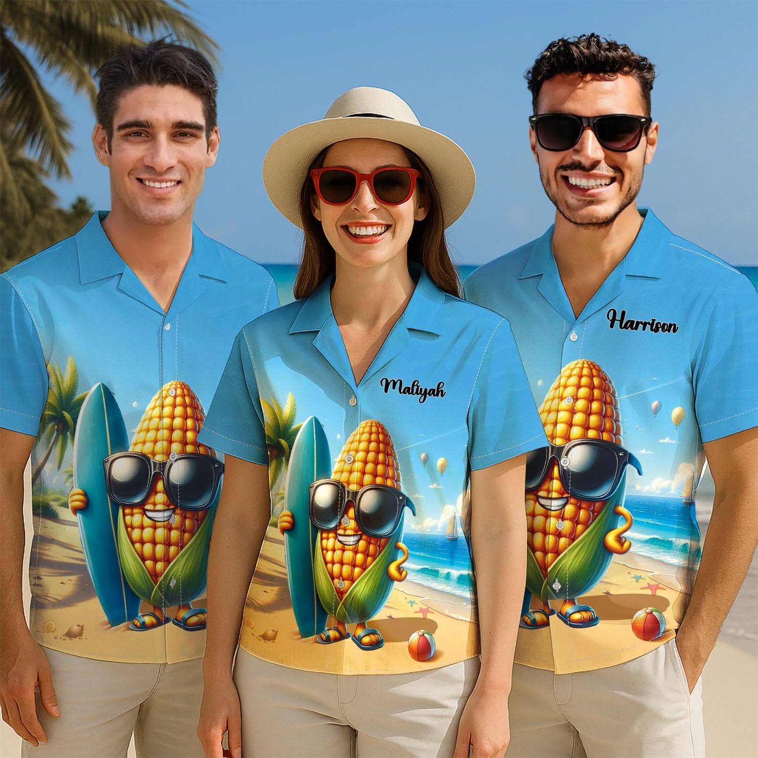 Personalized Fruit Men's Hawaiian Shirt, Custom Name Vegetable Hawaiian Shirt for Men, Casual Short Sleeve Shirts - Image 4