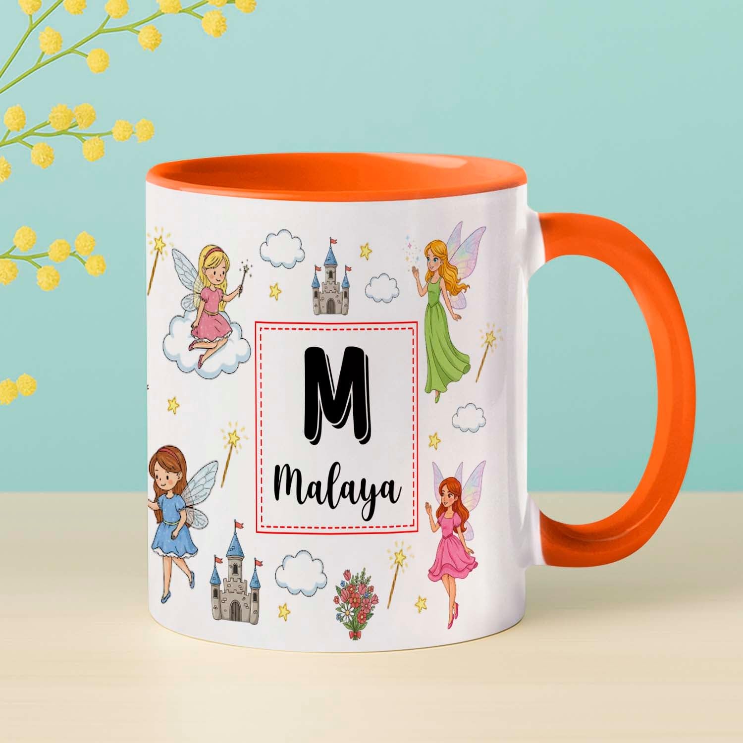 Personalized Initial & Name Fairy Hot Chocolate Cup, Fairy Accent Ceramic Mug 11Oz, Custom Fantasy Lover White Milk Cup Gift For Girl Daughter Sister, Fairies Mug Gift For Niece Birthday Anniversary - Image 4