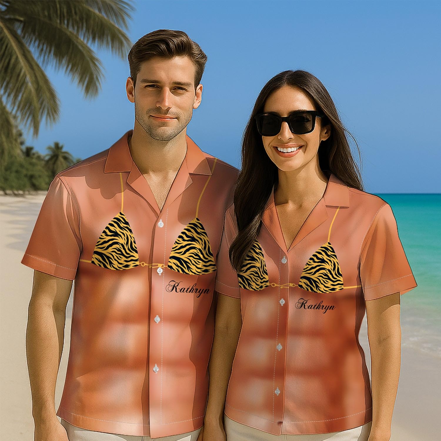 Personalized Name & Photo Hawaiian Shirt for Men, Customized Tropical Flower Button Down Shirts, Floral Summer Shirt - Image 3