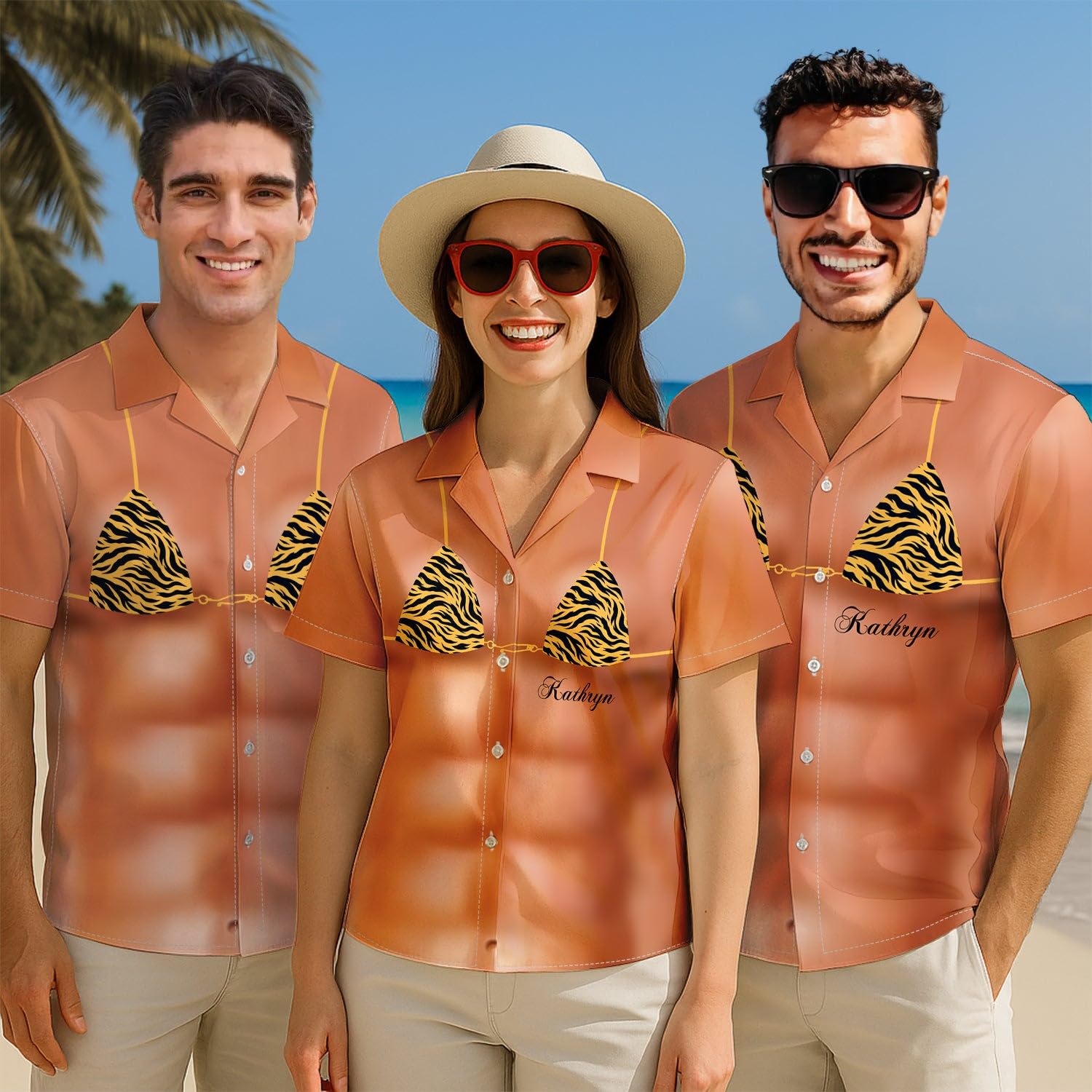 Personalized Name & Photo Hawaiian Shirt for Men, Customized Tropical Flower Button Down Shirts, Floral Summer Shirt - Image 4