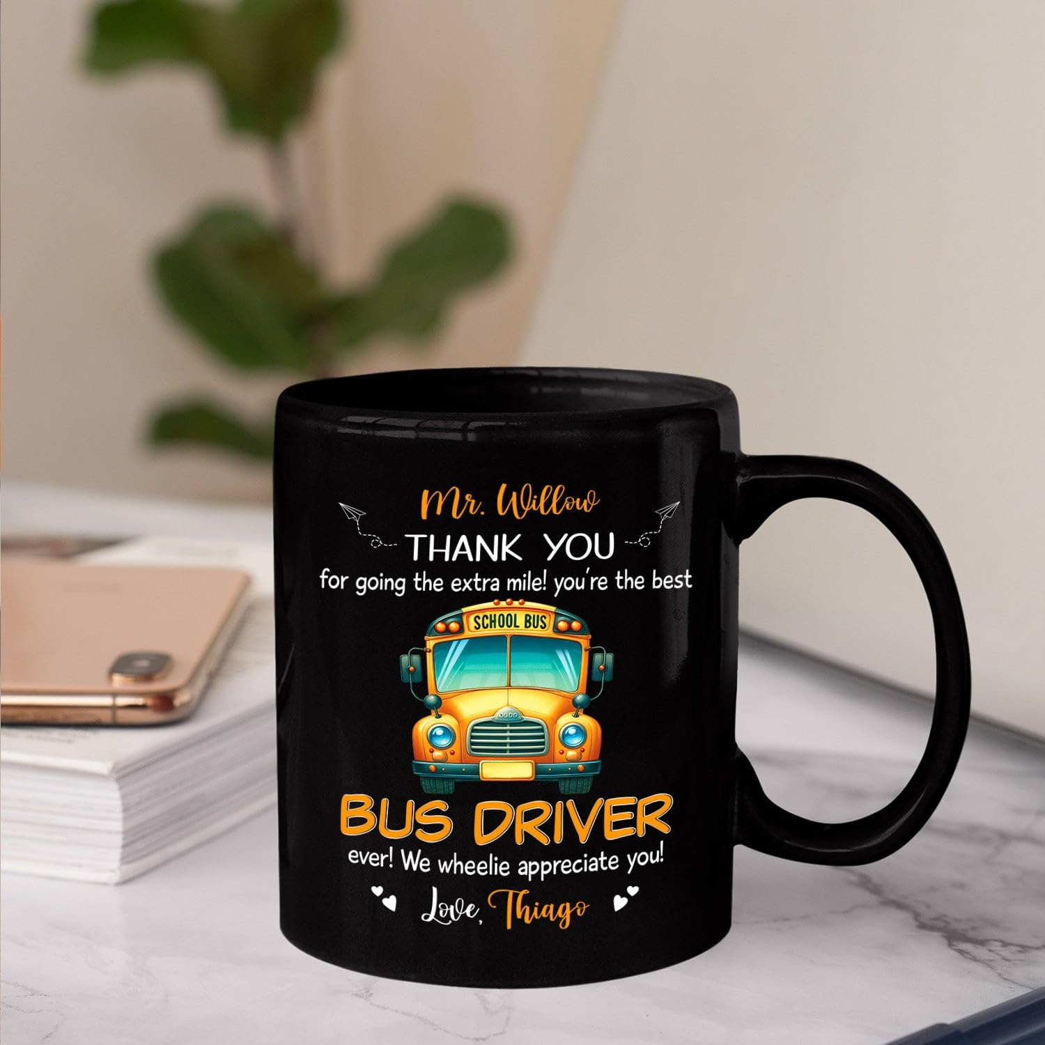 Personalized Name School Bus Driver Coffee Mug 11 15Oz, Thank You Going The Extra Mile You're The Best Bus Driver Black Cup, Custom Names Student & Drivers Coffee Cup Gift For Thanks Birthday Xmas - Image 3