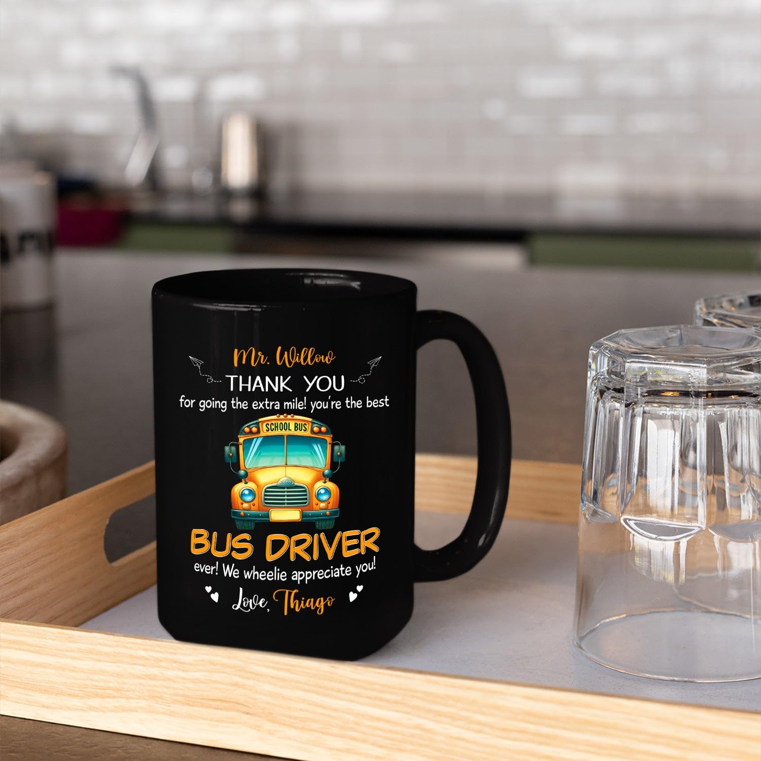 Personalized Name School Bus Driver Coffee Mug 11 15Oz, Thank You Going The Extra Mile You're The Best Bus Driver Black Cup, Custom Names Student & Drivers Coffee Cup Gift For Thanks Birthday Xmas - Image 4