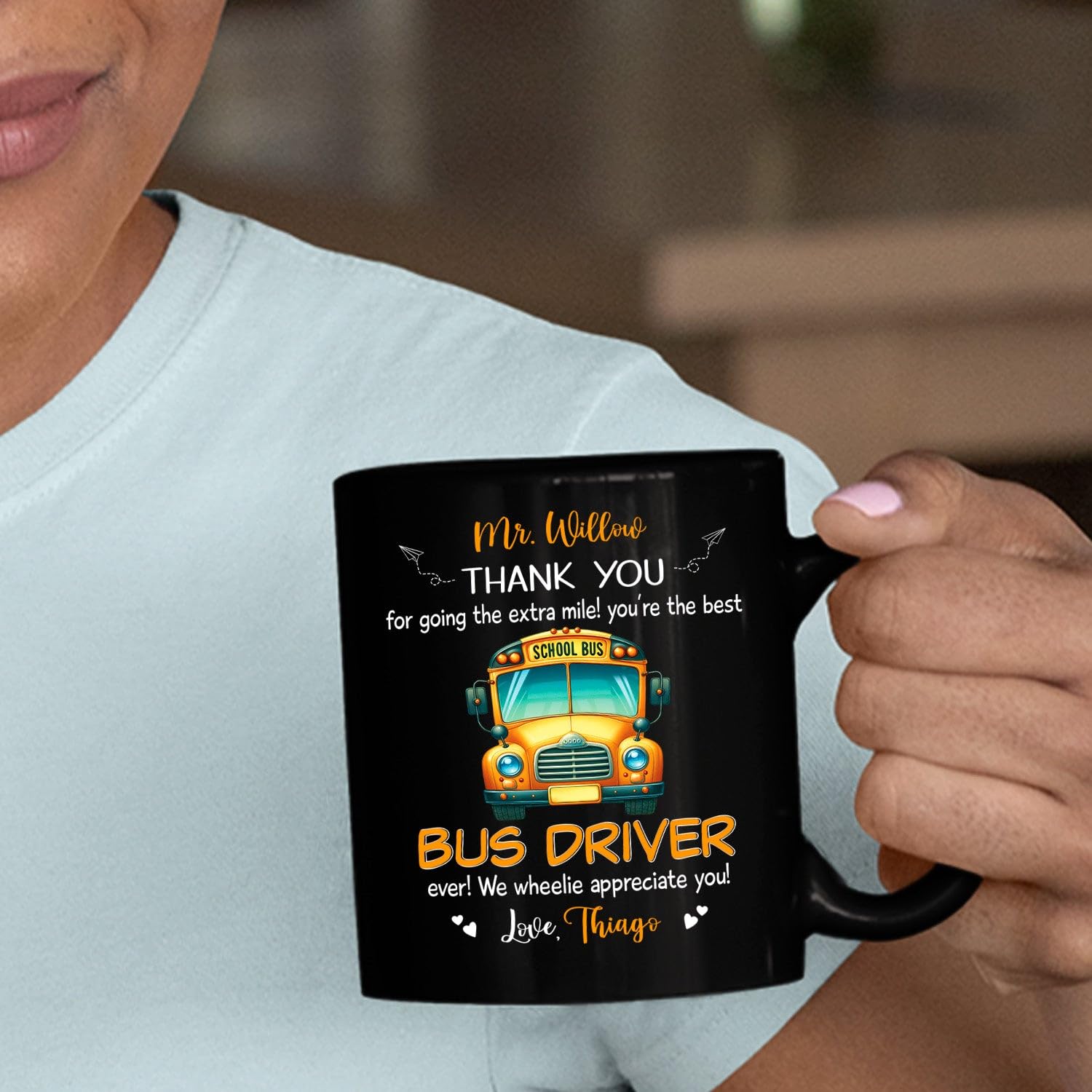 Personalized Name School Bus Driver Coffee Mug 11 15Oz, Thank You Going The Extra Mile You're The Best Bus Driver Black Cup, Custom Names Student & Drivers Coffee Cup Gift For Thanks Birthday Xmas - Image 5