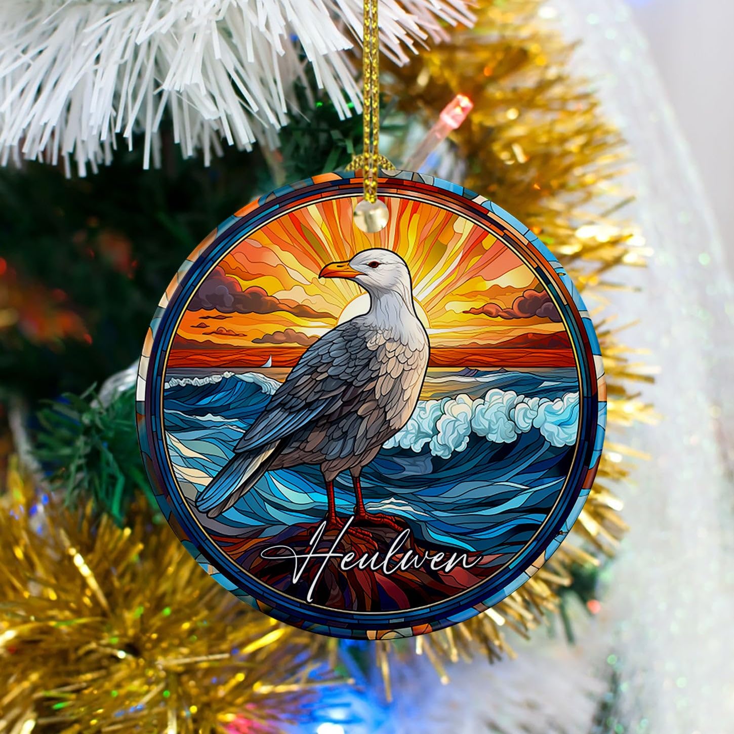 Seagull Christmas Ornament, Customized Seagull Ceramic Xmas Ornament 2026, Seagulls Ornament Gifts for Men Women Friends, Personalized Name Ornament for Bird Lover, Unique Seagulls Ornaments - Image 3