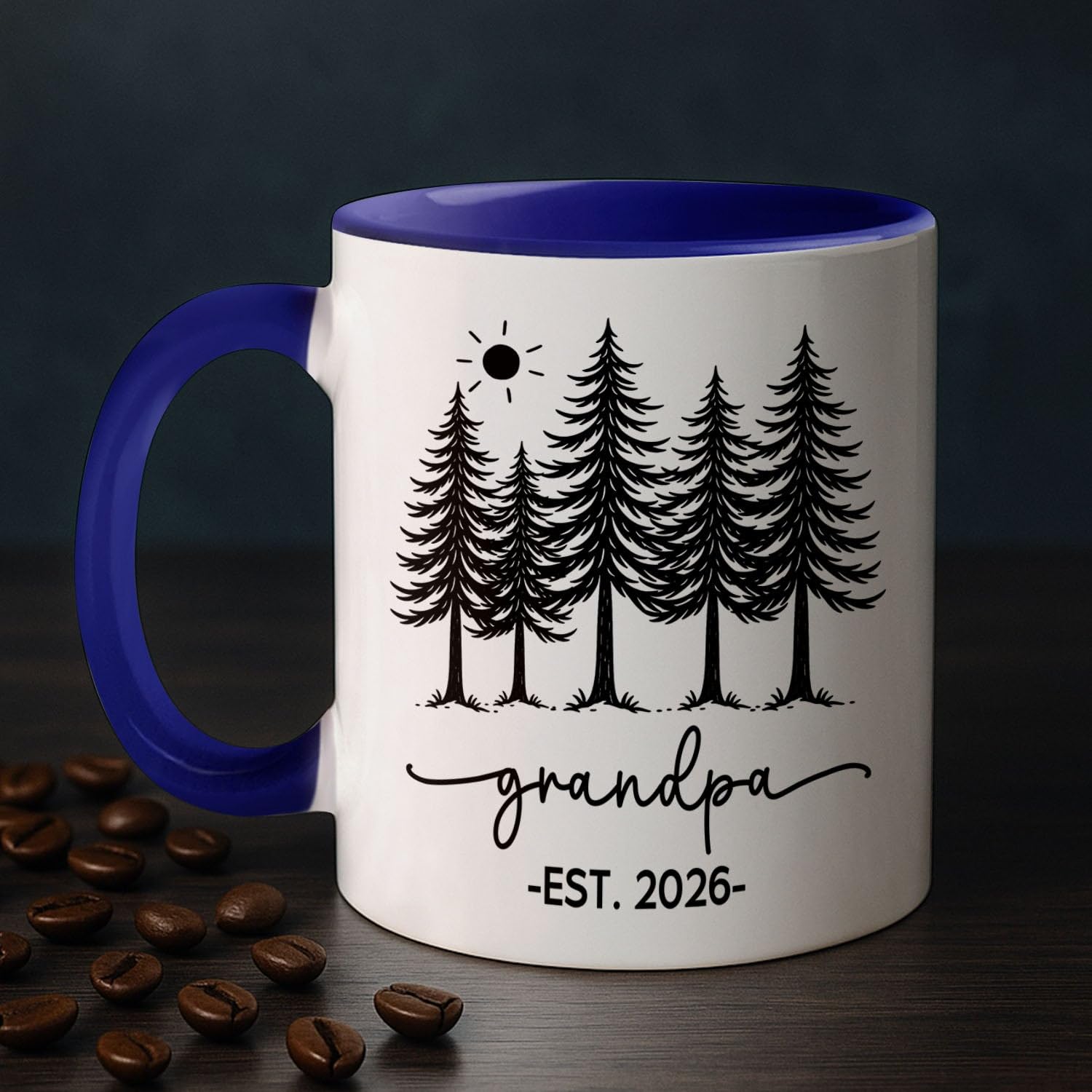 Set Of 2 Grandpa Grandma EST 2027 White Coffee Cup 11Oz, Personalized Nickname & Year Accent Ceramic Mug Gift For Grandpa Grandma, Custom Grandfather Grandmother Coffee Mug For Pregnancy Announcement - Image 3