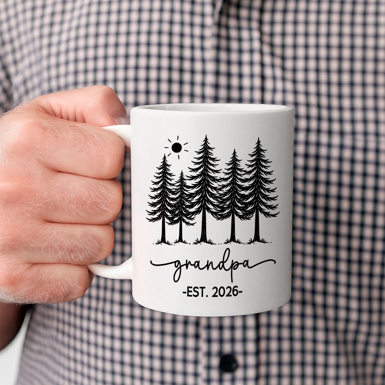 Set Of 2 Grandpa Grandma EST 2027 White Coffee Cup 11Oz, Personalized Nickname & Year Accent Ceramic Mug Gift For Grandpa Grandma, Custom Grandfather Grandmother Coffee Mug For Pregnancy Announcement - Image 5