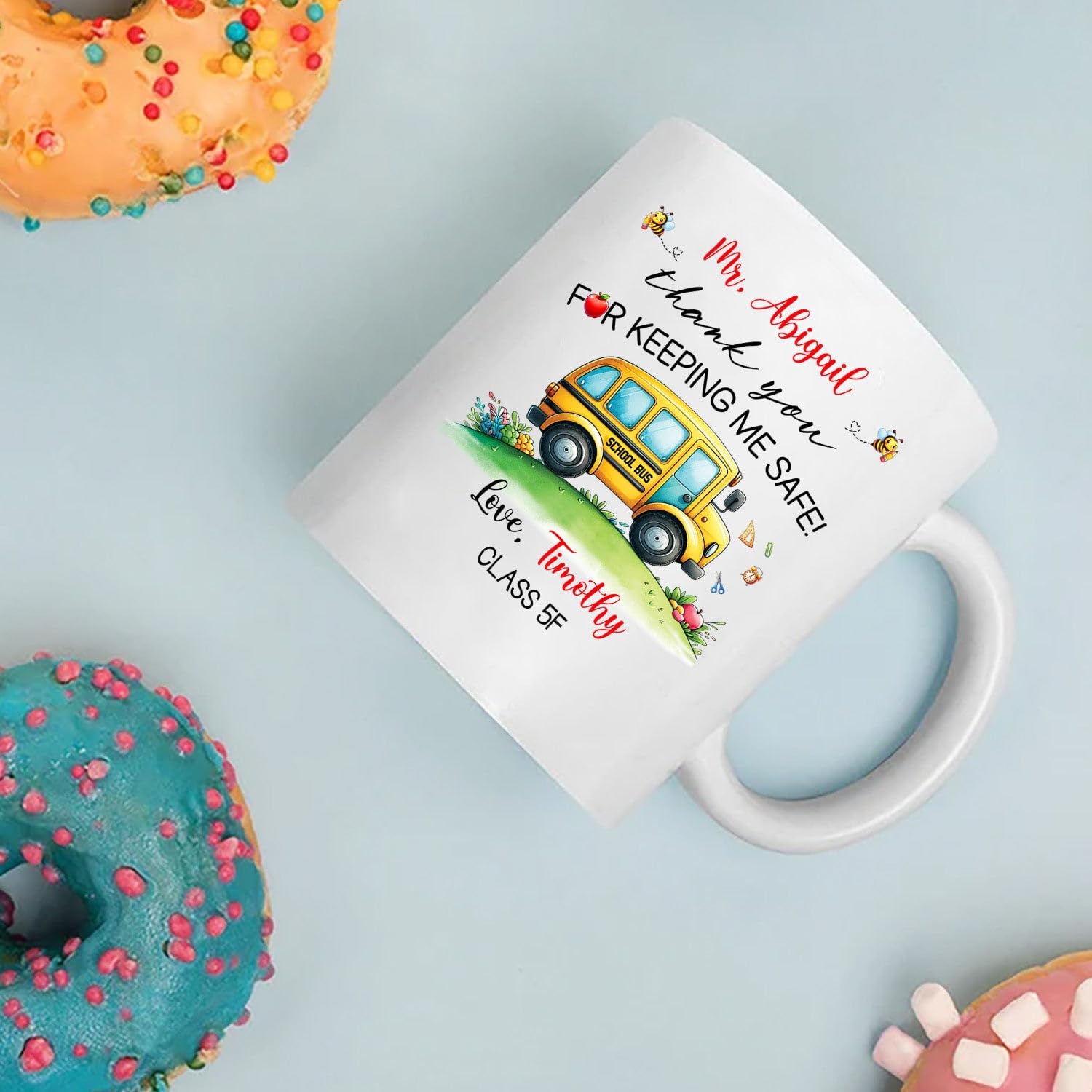 Thank You For Keeping Me Safe Coffee Cup Gift From Student, Customized Choose Name School Bus Driver Travel Mug 11 Oz 15 Oz, Personalized School Bus Driver White Coffee Mug, Drivers Ceramic Cup Gift - Image 3