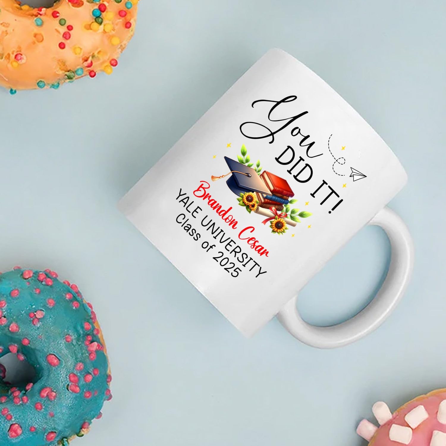 You Did It Coffee Mug Gift For Graduation University College, Custom School Year & Name Graduate Students White Coffee Cup, Personalized Graduation Ceramic Cup 11 Oz 15 Oz, Congrats Masters Grad Mug - Image 3